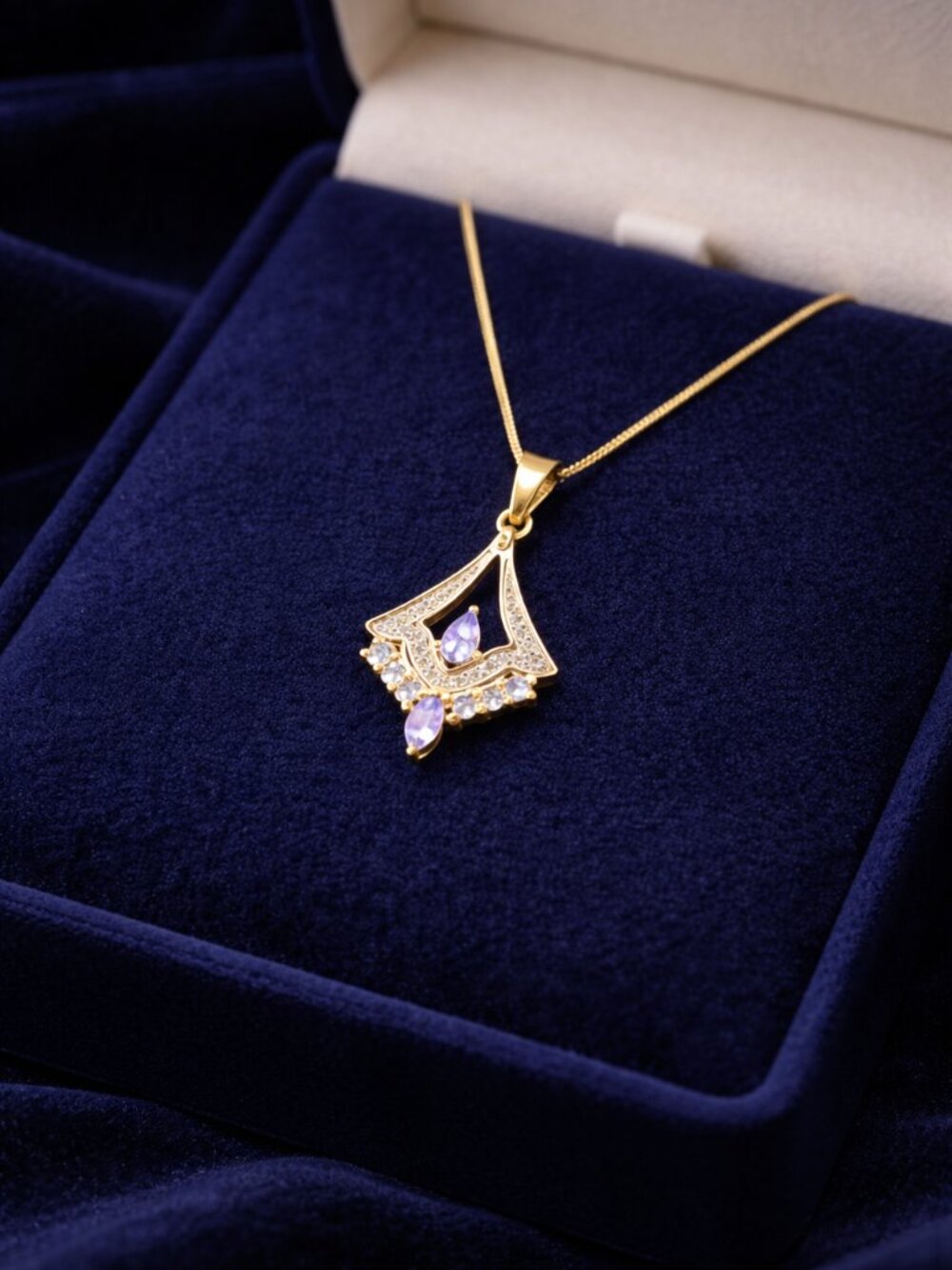 Genuine Tanzanite Pendant 1.65ct, Silver Gold Plated Pendant, Tanzanite Necklace